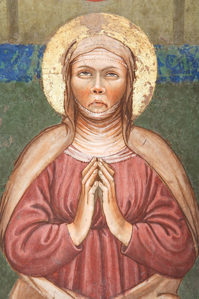 "Pinsen", detalj av jomfru Maria, ca. 1420 (fresco) av Master of Vignola