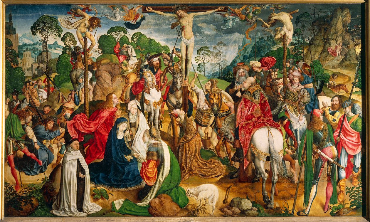 Altertavle som viser Kristi lidenskap (olje på panel) av Master of the Aachen Altar