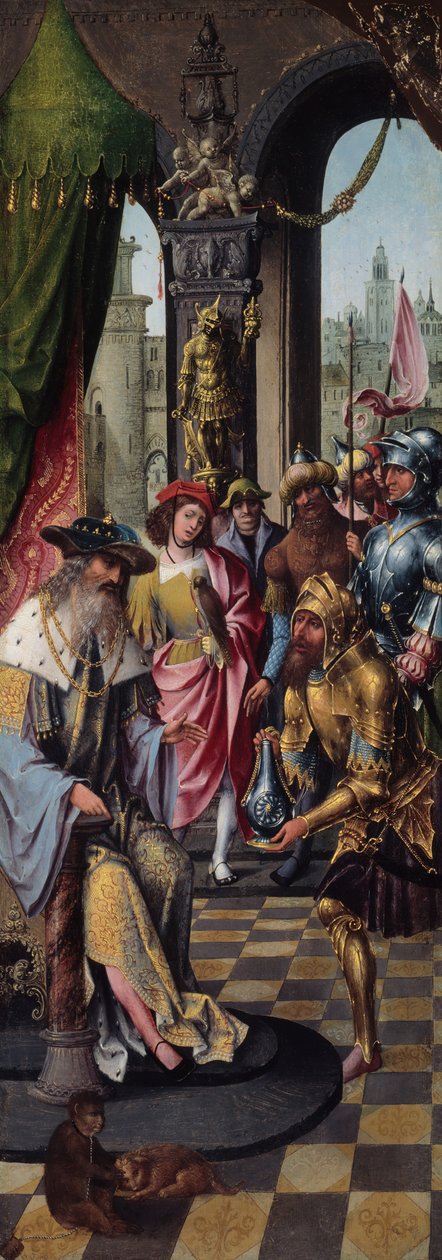 Kong David mottar sisternevannet i Betlehem, 151520. av Master of the Antwerp Adoration