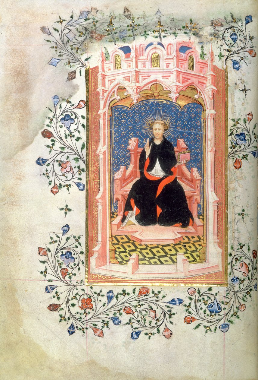 Roy 2 A XVIII f.7v St. John of Bridlington (d.1379) med Time Book of Hours of John of Beaufort av Master of the Beaufort Saints