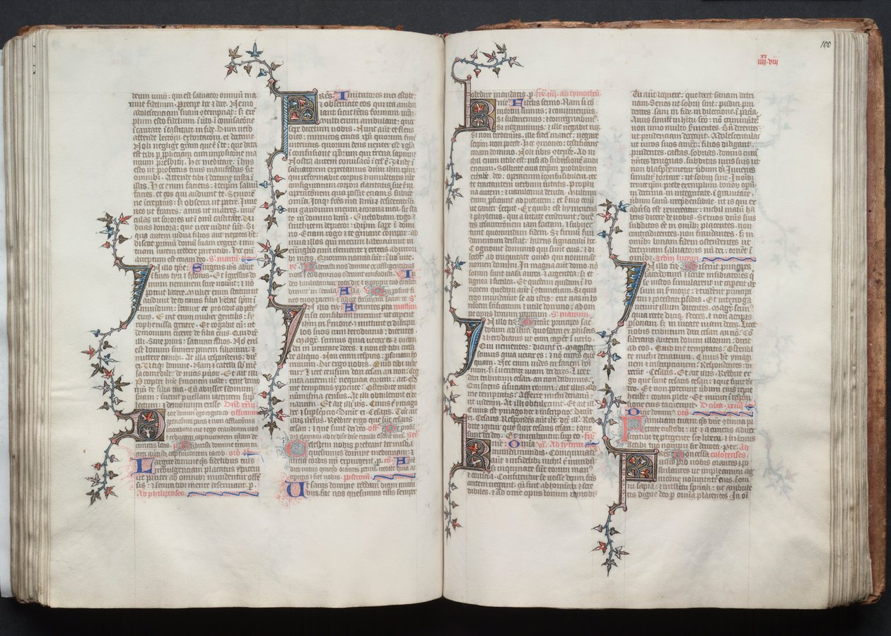 The Gotha Missal: Fol. 100r, tekst, ca. 1375. av Master of the Boqueteaux