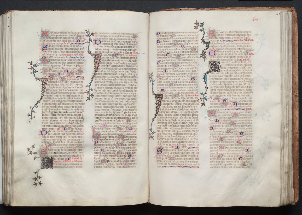 The Gotha Missal: Fol. 104v, tekst, ca. 1375. av Master of the Boqueteaux