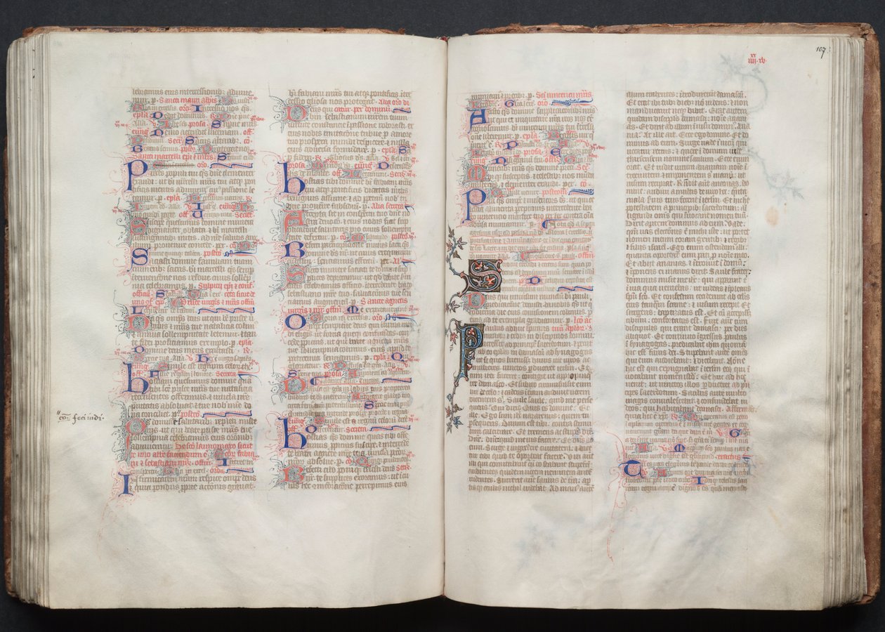The Gotha Missal: Fol. 107r, tekst, ca. 1375. av Master of the Boqueteaux