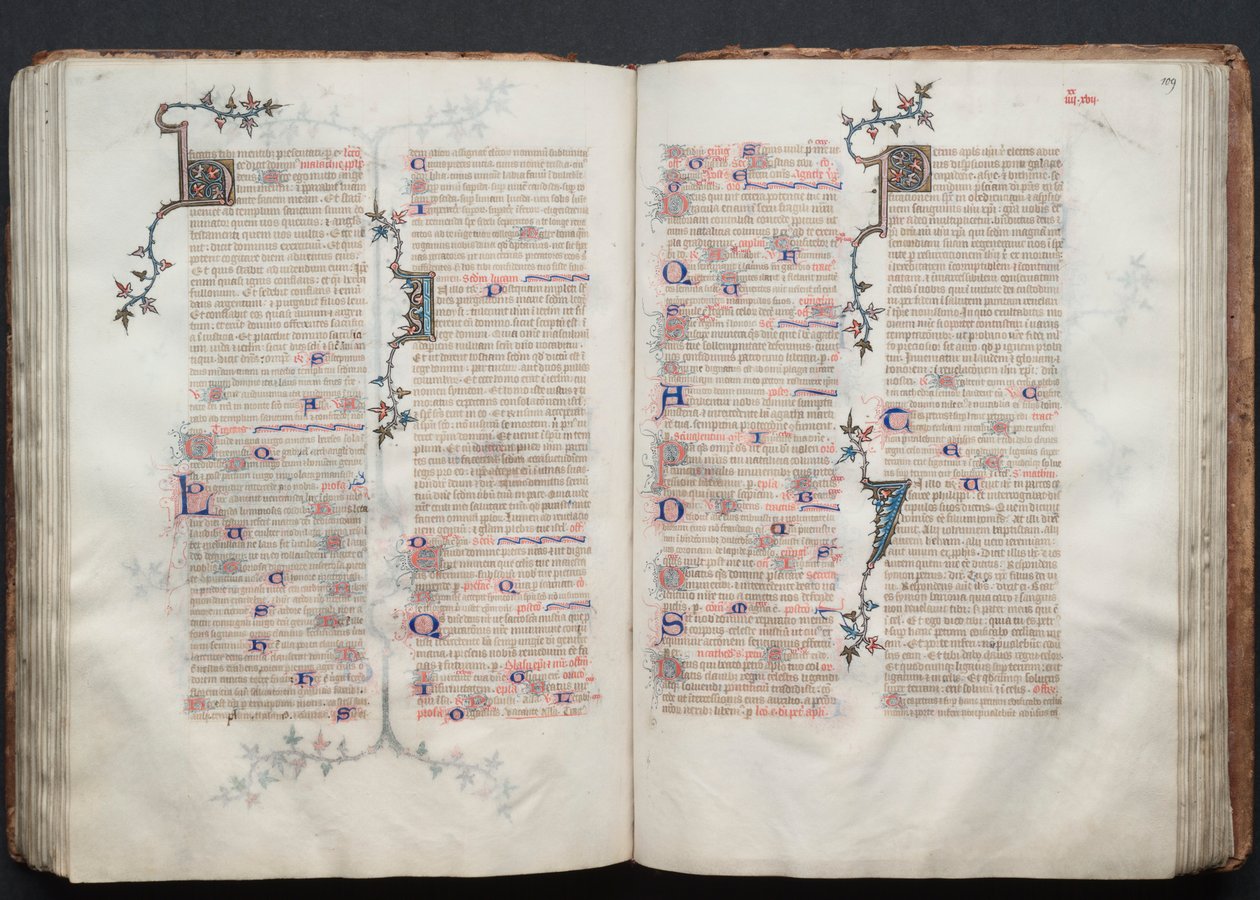 The Gotha Missal: Fol. 108v, tekst, ca. 1375. av Master of the Boqueteaux