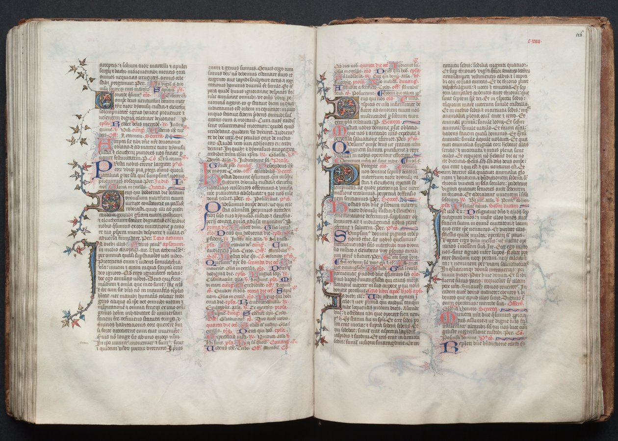 The Gotha Missal: Fol. 125v, tekst, ca. 1375. av Master of the Boqueteaux