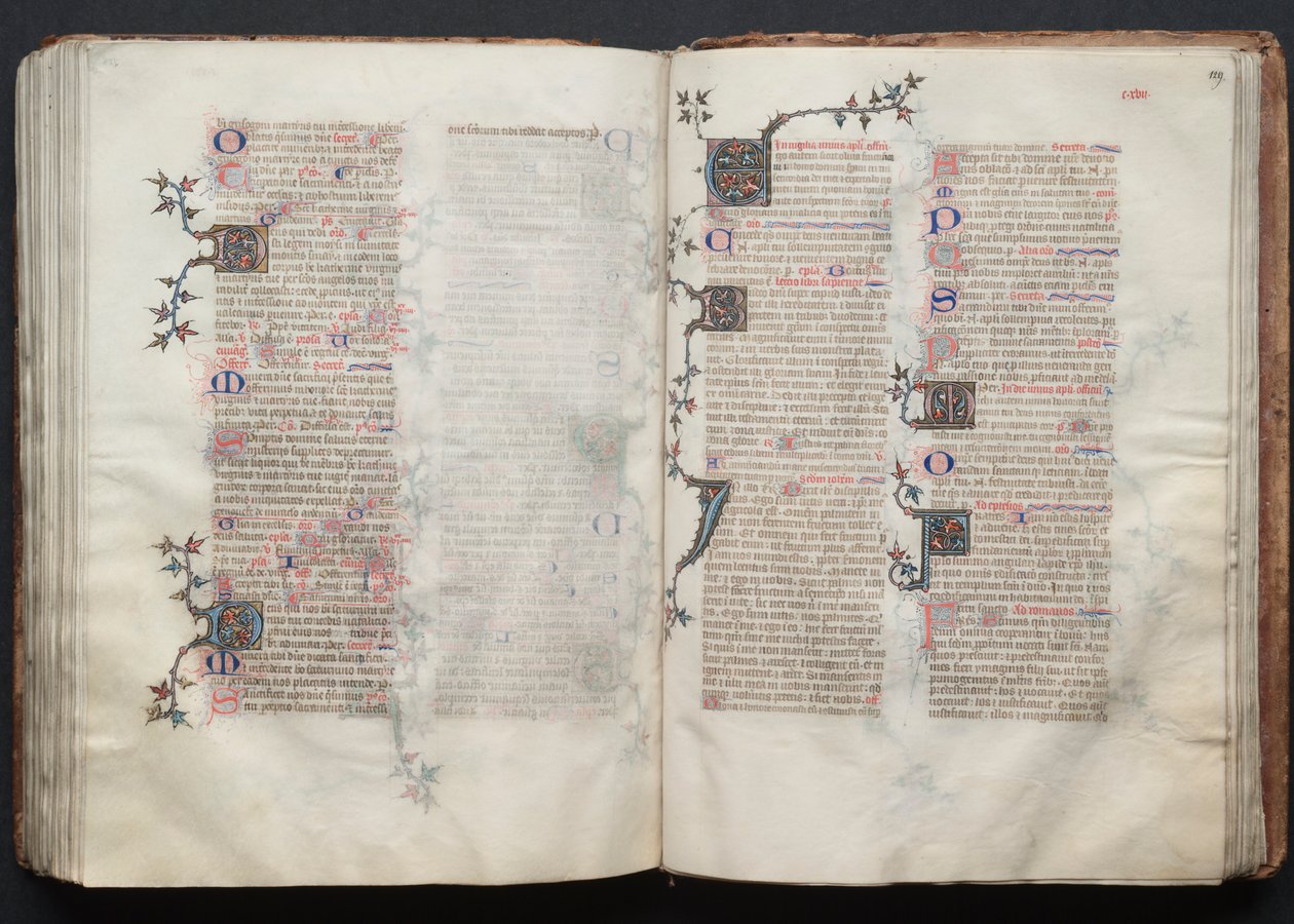 The Gotha Missal: Fol. 129r, tekst, ca. 1375. av Master of the Boqueteaux
