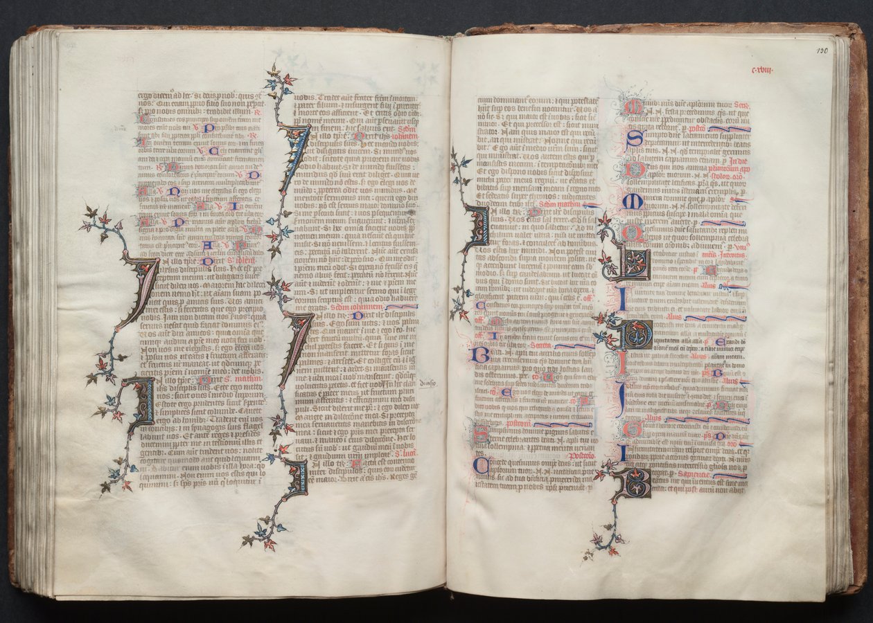 The Gotha Missal: Fol. 129v, tekst, ca. 1375. av Master of the Boqueteaux