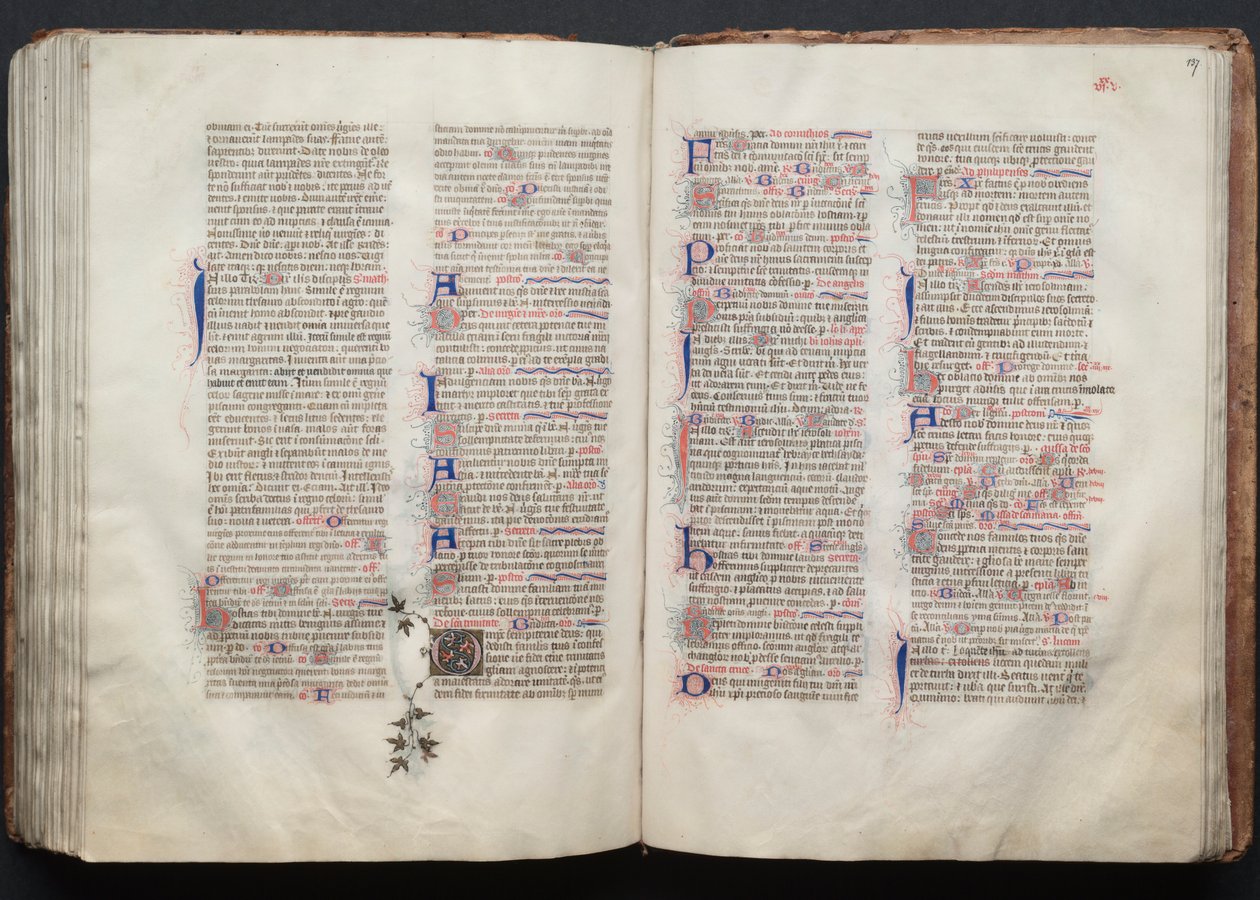 The Gotha Missal: Fol. 136v, tekst, ca. 1375. av Master of the Boqueteaux