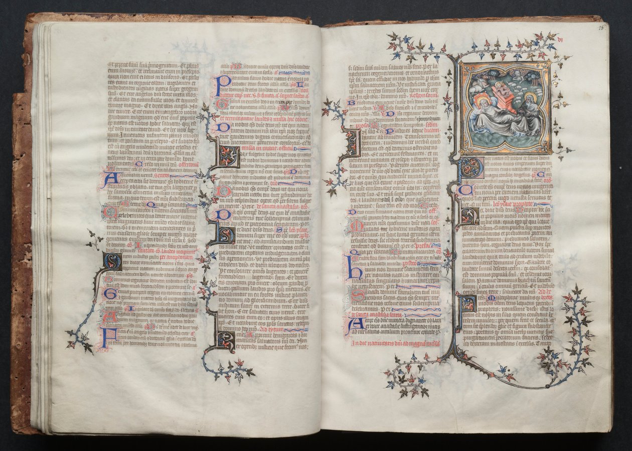 The Gotha Missal: Fol. 15v, tekst , ca. 1375. av Master of the Boqueteaux