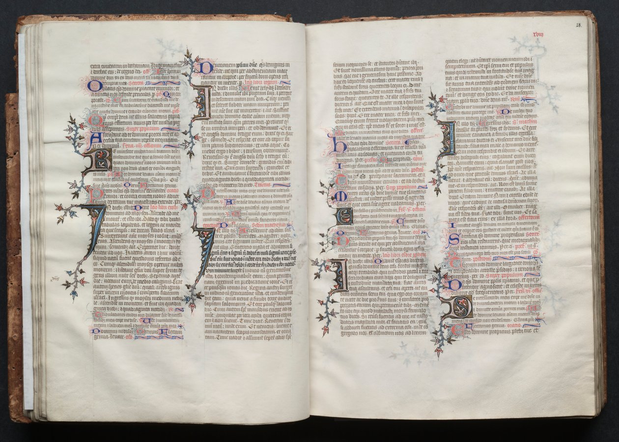 The Gotha Missal: Fol. 28r, tekst, ca. 1375. av Master of the Boqueteaux