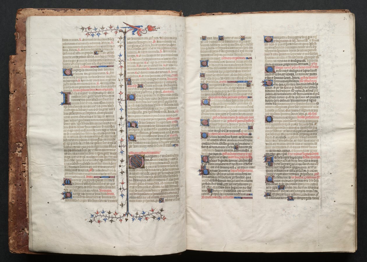 The Gotha Missal: Fol. 2v, tekst , c. 1375. av Master of the Boqueteaux