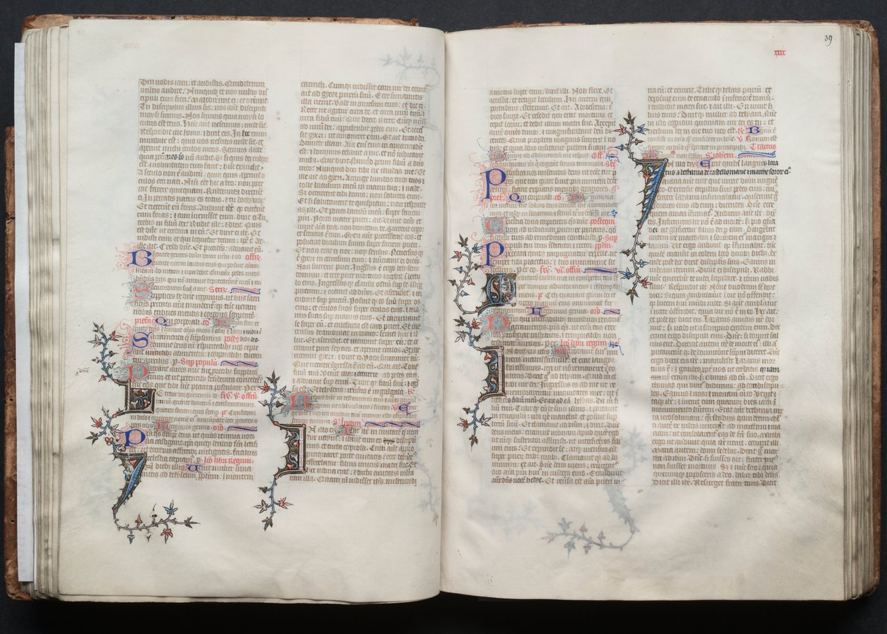 The Gotha Missal: Fol. 38v, tekst, ca. 1375. av Master of the Boqueteaux