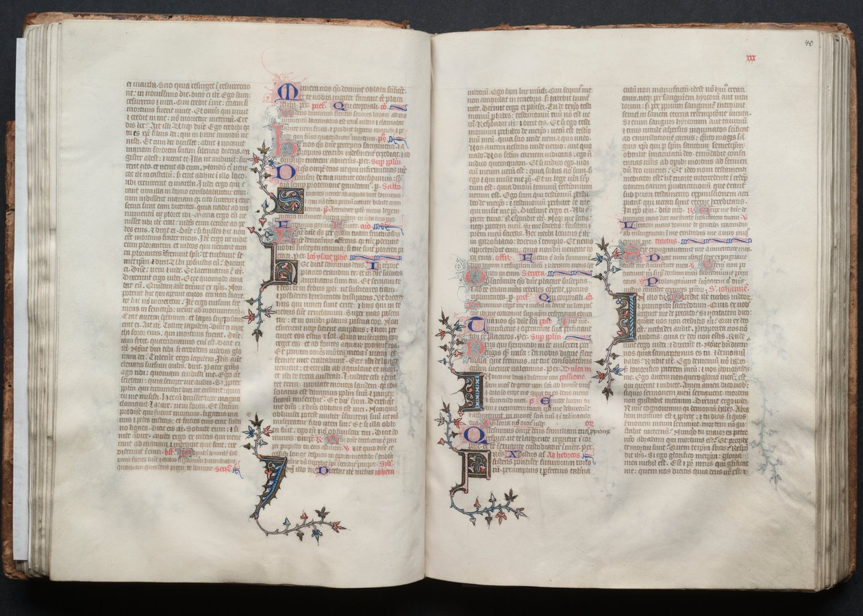 The Gotha Missal: Fol. 40r, tekst, ca. 1375. av Master of the Boqueteaux