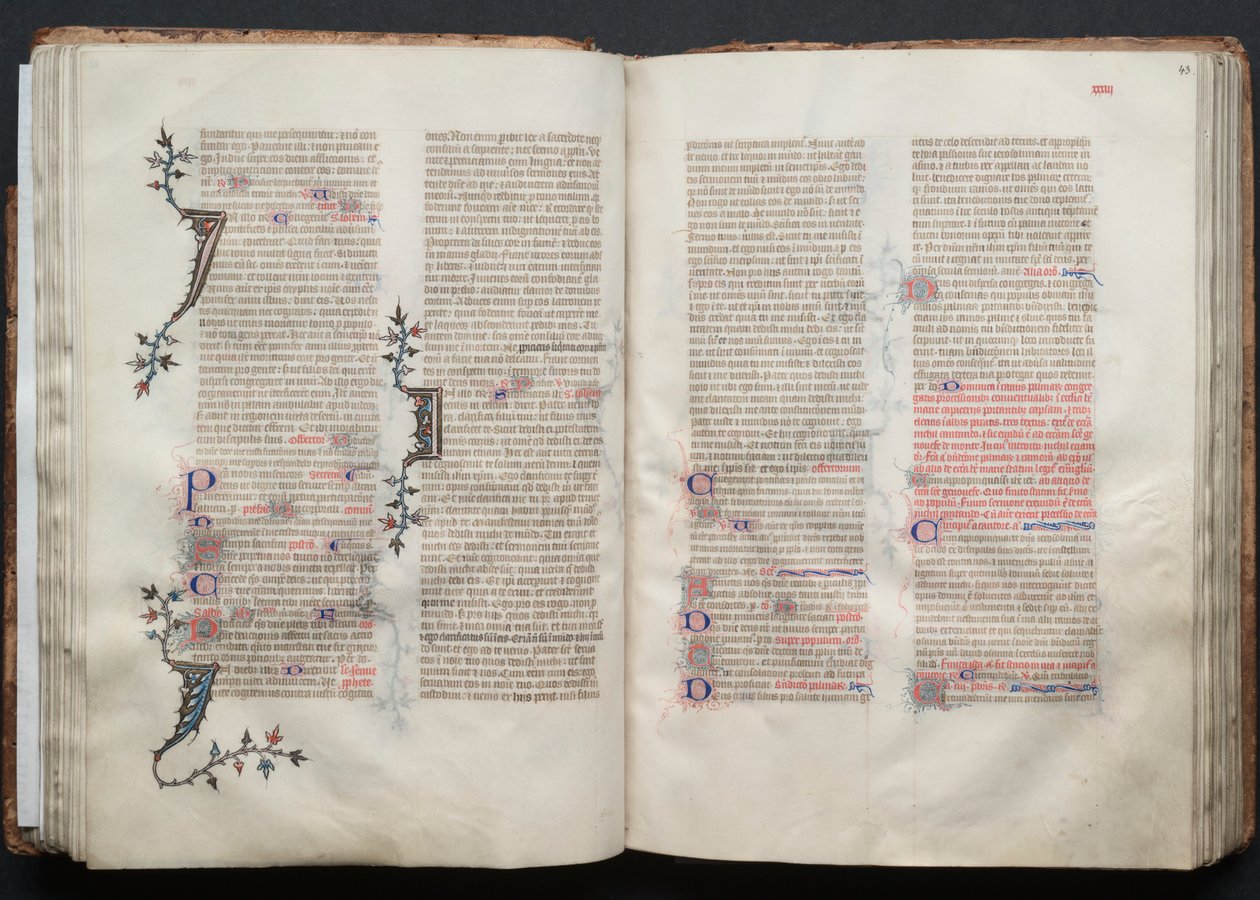 The Gotha Missal: Fol. 42v, tekst, ca. 1375. av Master of the Boqueteaux