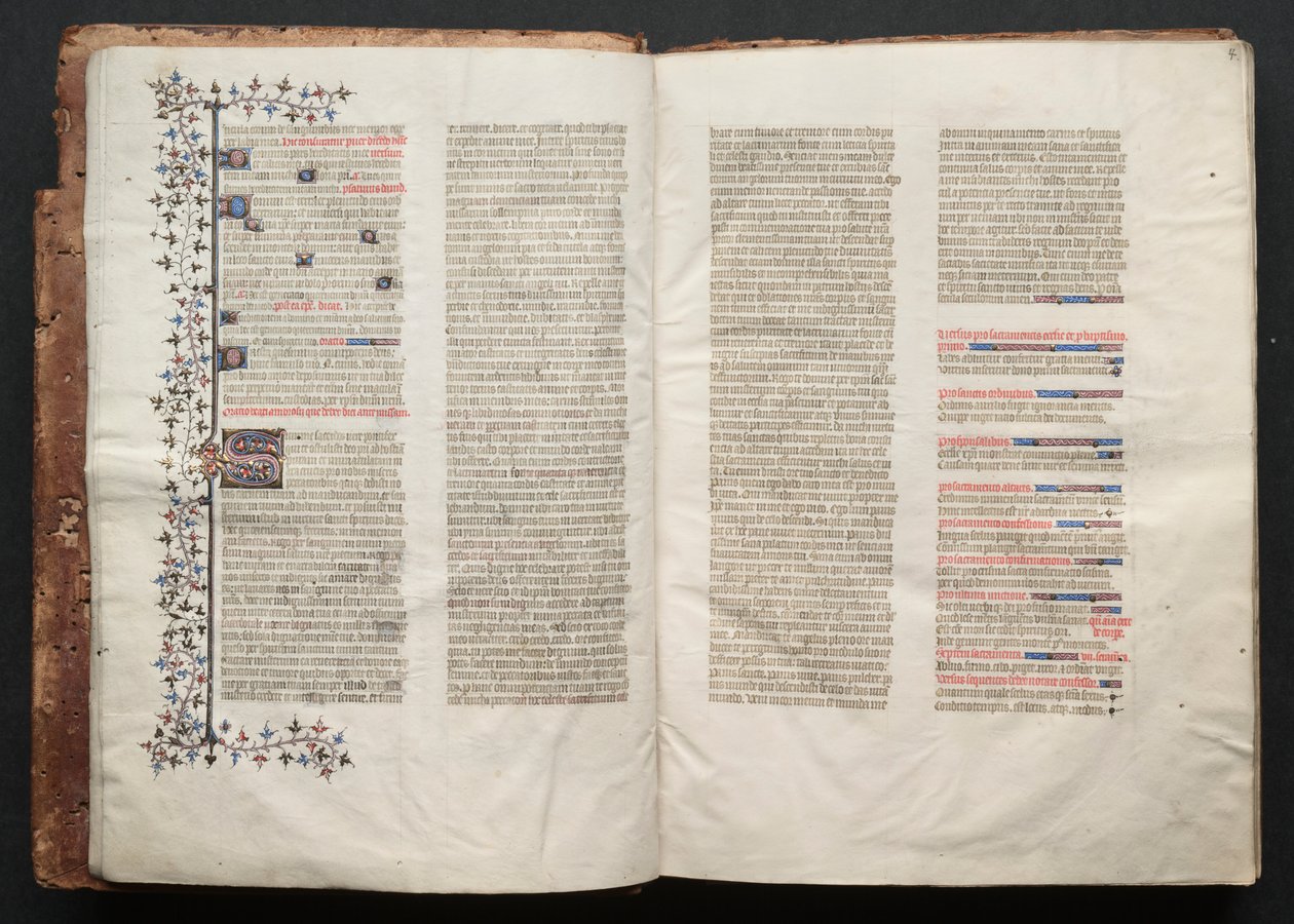 The Gotha Missal: Fol. 4r, tekst , c. 1375. av Master of the Boqueteaux