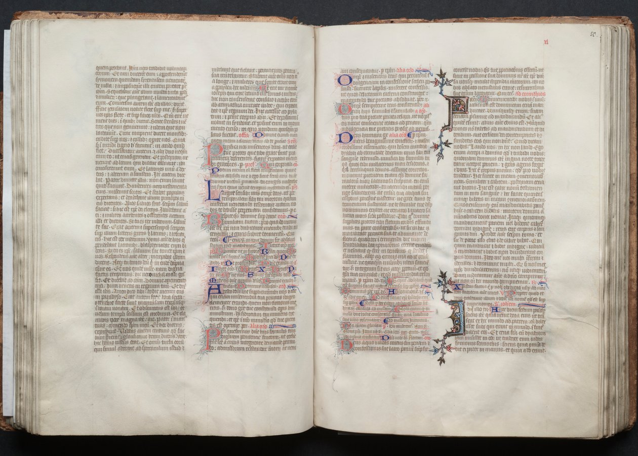 The Gotha Missal: Fol. 50r, tekst, ca. 1375. av Master of the Boqueteaux