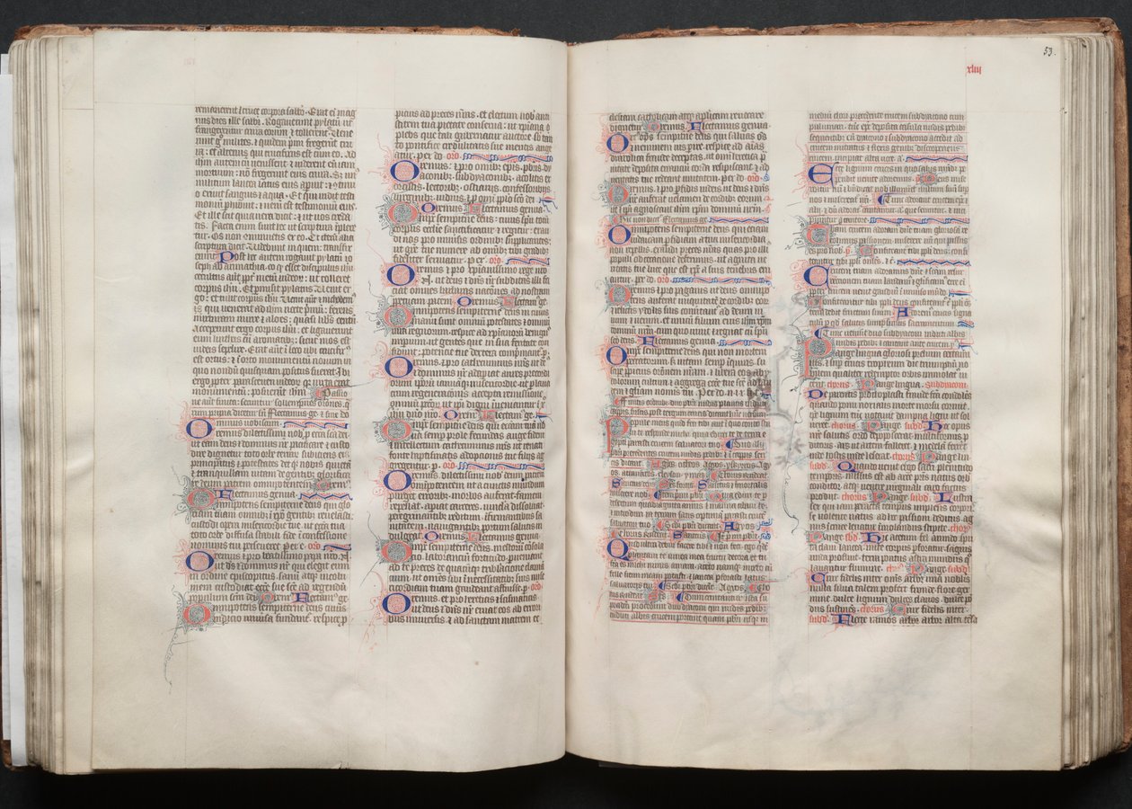 The Gotha Missal: Fol. 52v, tekst, ca. 1375. av Master of the Boqueteaux