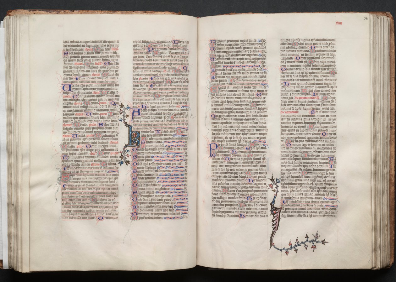 The Gotha Missal: Fol. 53v, tekst, ca. 1375. av Master of the Boqueteaux