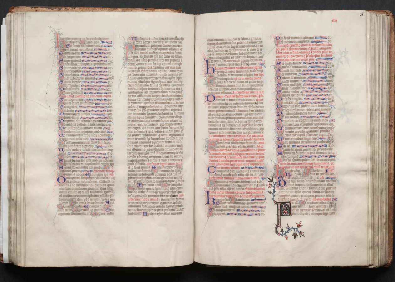 The Gotha Missal: Fol. 55v, tekst, ca. 1375. av Master of the Boqueteaux