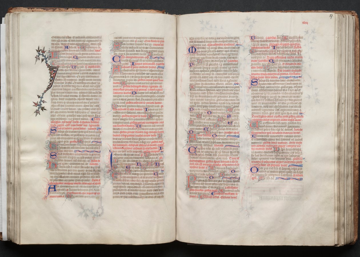 The Gotha Missal: Fol. 57r, tekst, ca. 1375. av Master of the Boqueteaux