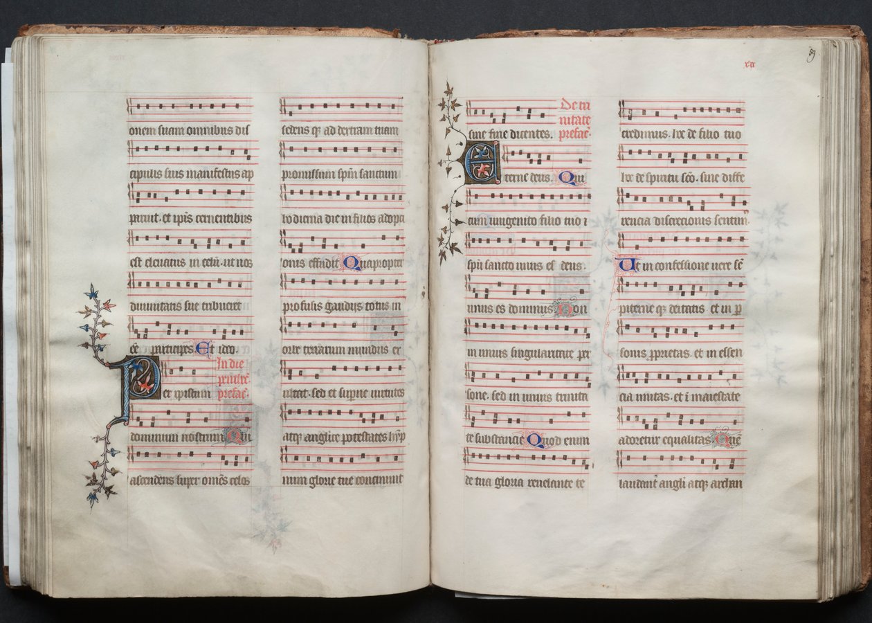 The Gotha Missal: Fol. 58v, tekst, ca. 1375. av Master of the Boqueteaux