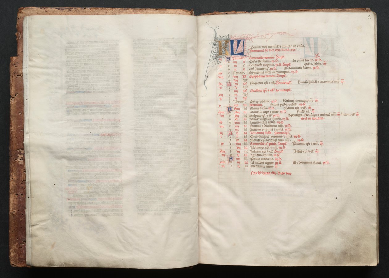 The Gotha Missal: Fol. 5r, tekst , c. 1375. av Master of the Boqueteaux