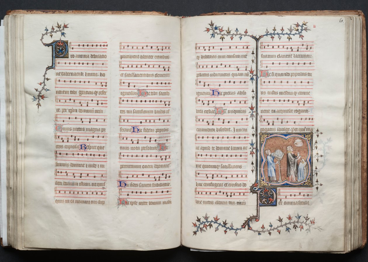 The Gotha Missal: Fol. 60v, tekst, ca. 1375. av Master of the Boqueteaux