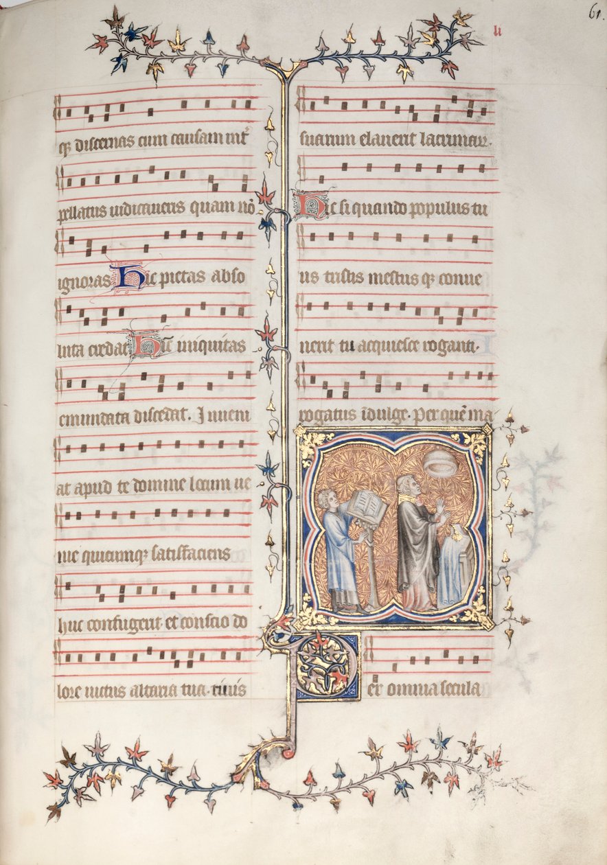 The Gotha Missal: Fol. 61r, En prest som synger embetet, ca. 1375. av Master of the Boqueteaux