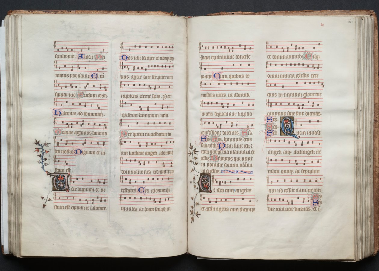 The Gotha Missal: Fol. 62r, tekst, ca. 1375. av Master of the Boqueteaux