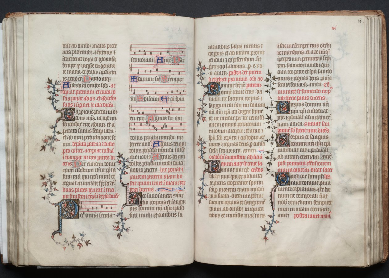 The Gotha Missal: Fol. 68r, tekst, ca. 1375. av Master of the Boqueteaux
