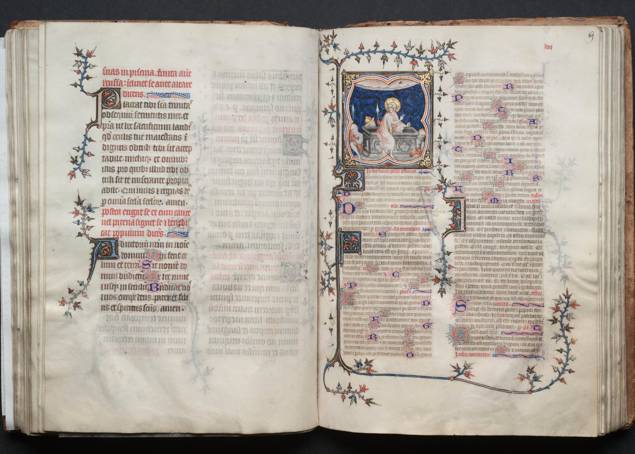 The Gotha Missal: Fol. 68v, tekst, ca. 1375. av Master of the Boqueteaux