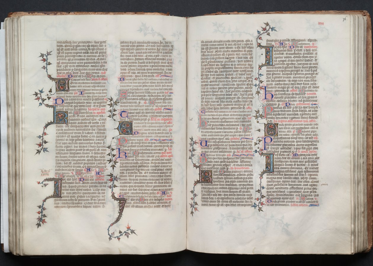 The Gotha Missal: Fol. 75v tekst, ca. 1375. av Master of the Boqueteaux