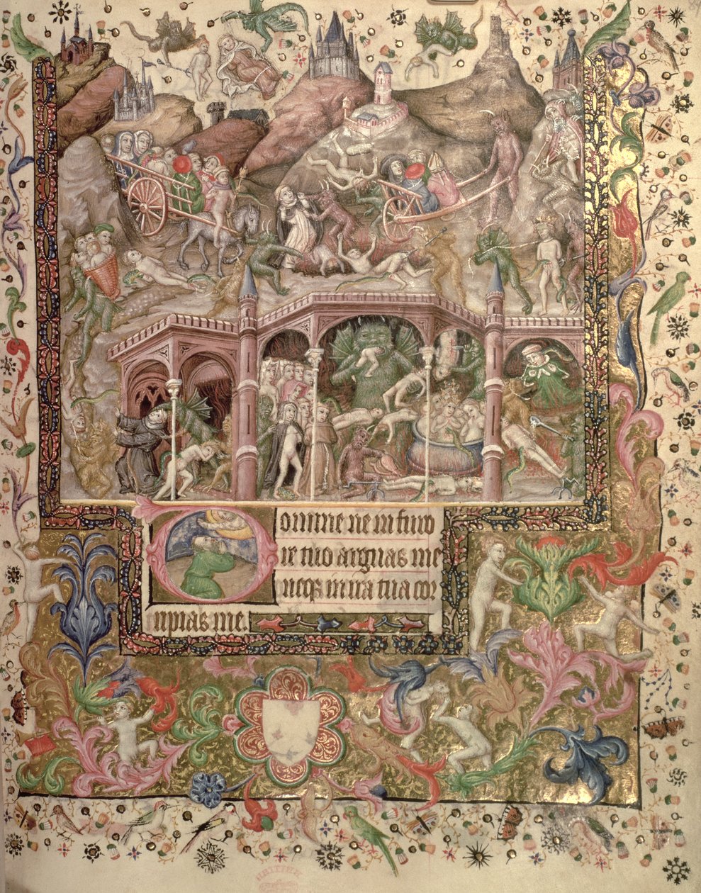 Legg til 29433 fol.89 Vision of Hell, from a Book of Hours, c.1407 (vellum) av Master of the Brussels Initials