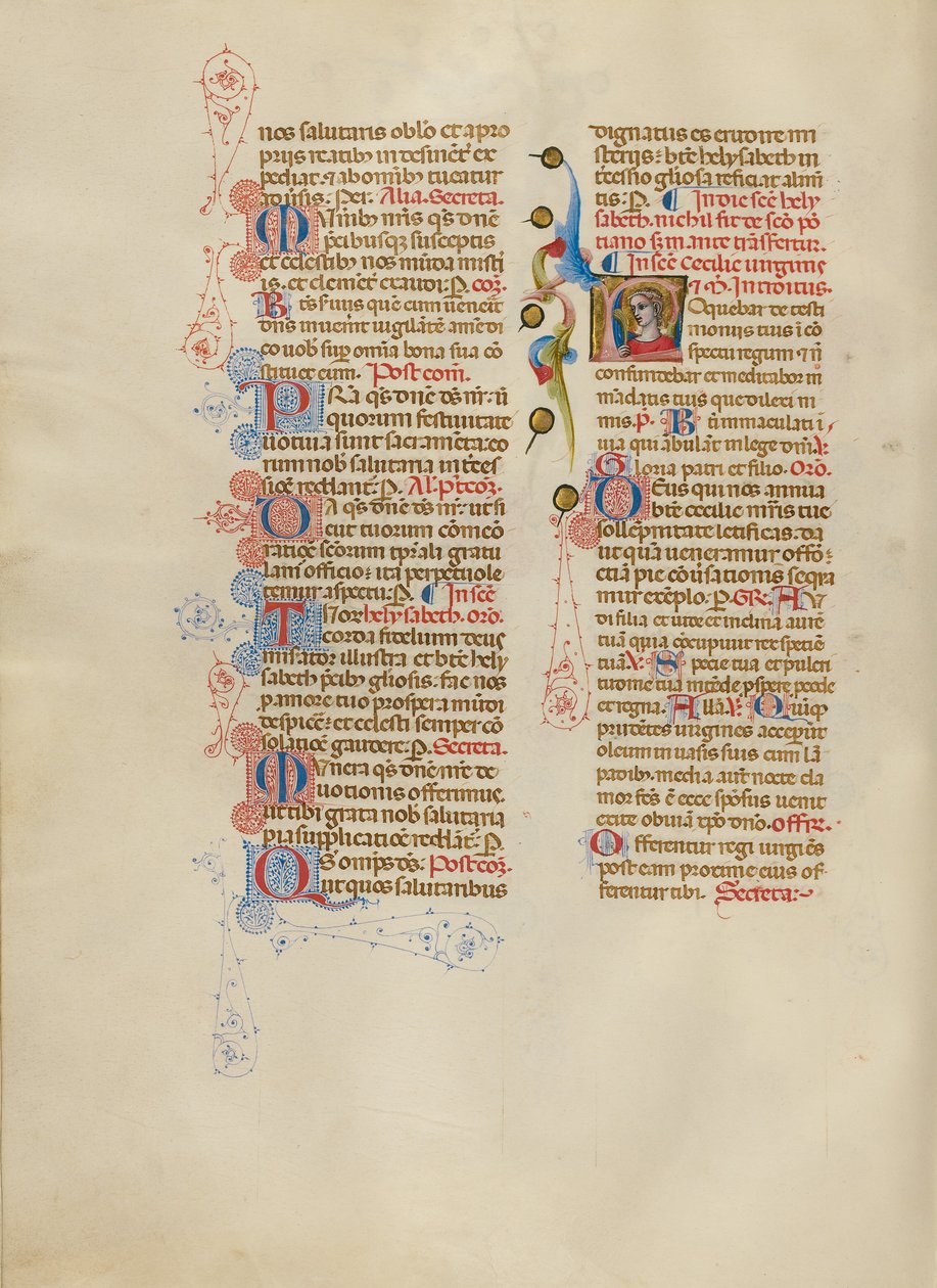 Initial L: Sankt Cecilia av Master of the Brussels Initials
