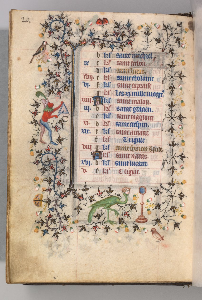 Timer for Karl den adelige, konge av Navarra 1361-1425: fol. 10v, oktober, ca. 1405. av Master of the Brussels Initials and Associates