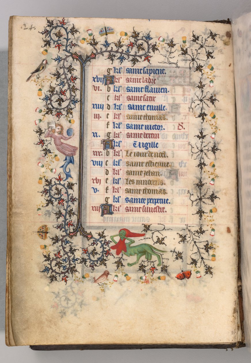 Timer for Karl den adelige, konge av Navarra 1361-1425: fol. 12v, desember, ca. 1405. av Master of the Brussels Initials and Associates