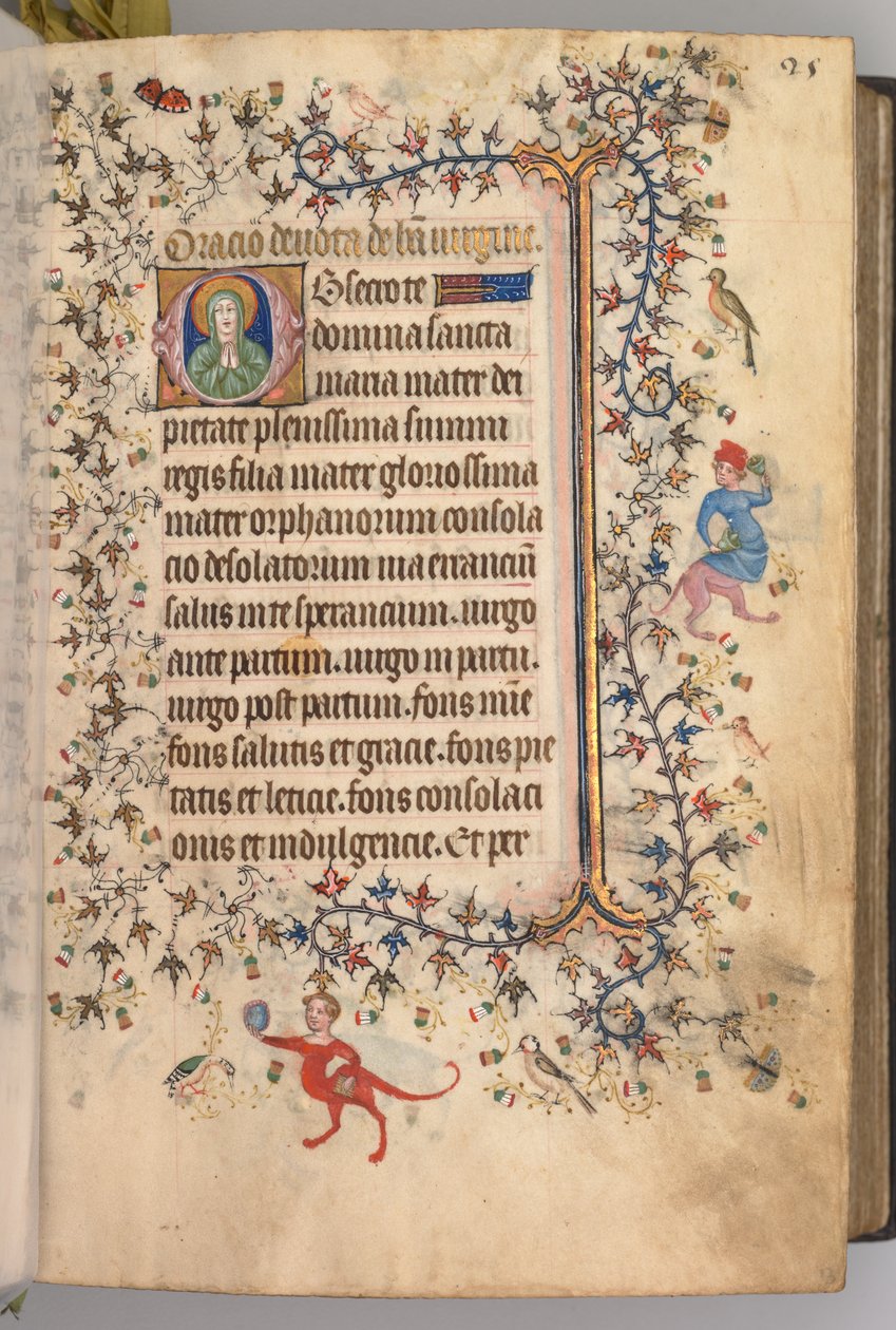 Timer for Karl den adelige, konge av Navarra 1361-1425: fol. 13r, tekst, ca. 1405. av Master of the Brussels Initials and Associates