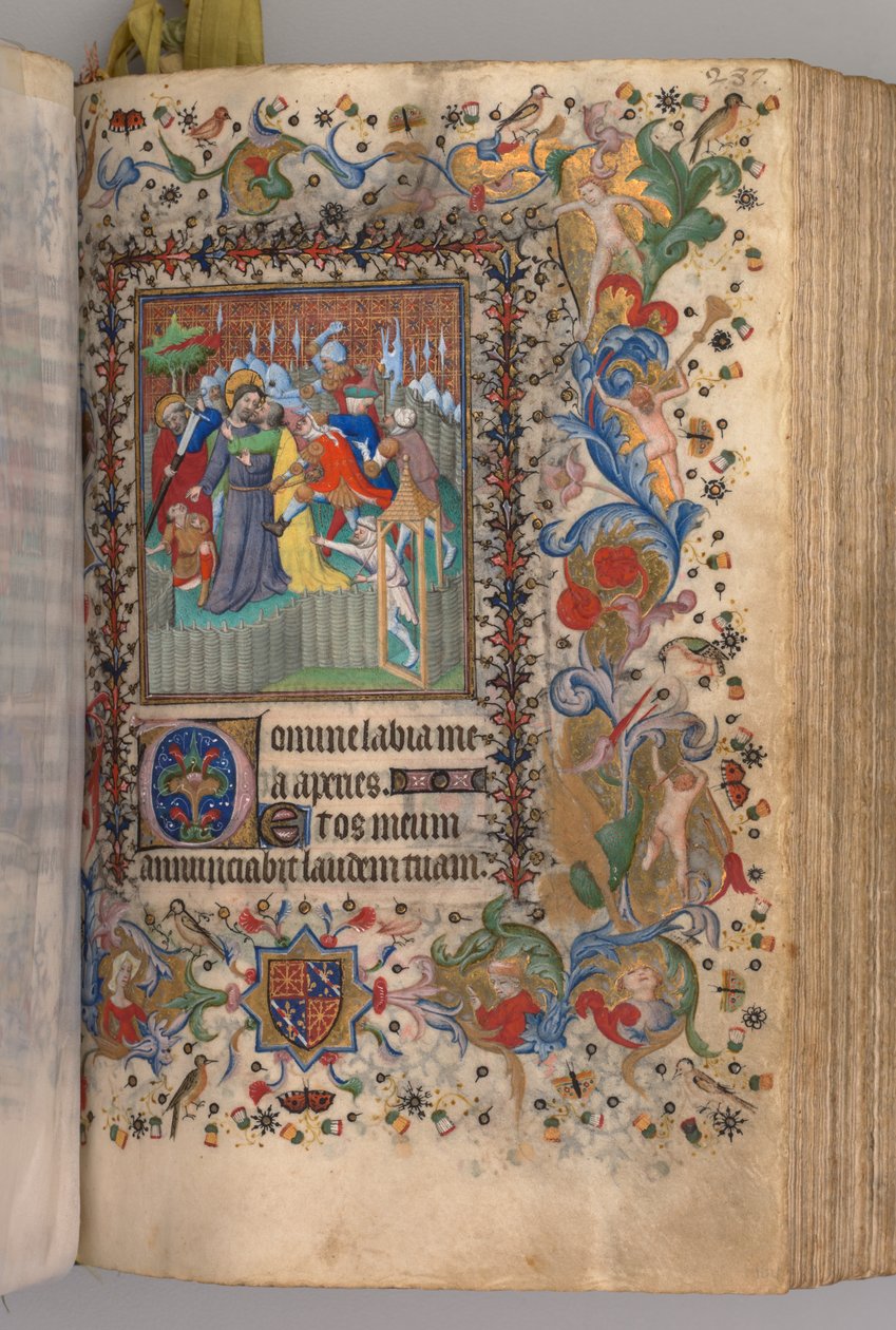 Timer for Karl den adelige, konge av Navarra 1361-1425: fol. 144r, Forræderi mot Kristus, ca. 1405. av Master of the Brussels Initials and Associates
