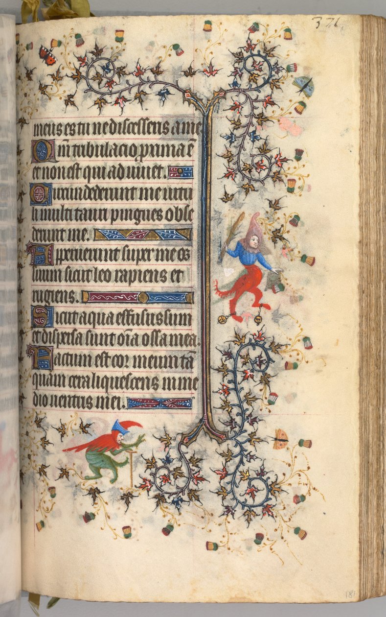 Timer for Karl den adelige, konge av Navarra 1361-1425: fol. 181r, tekst, ca. 1405. av Master of the Brussels Initials and Associates