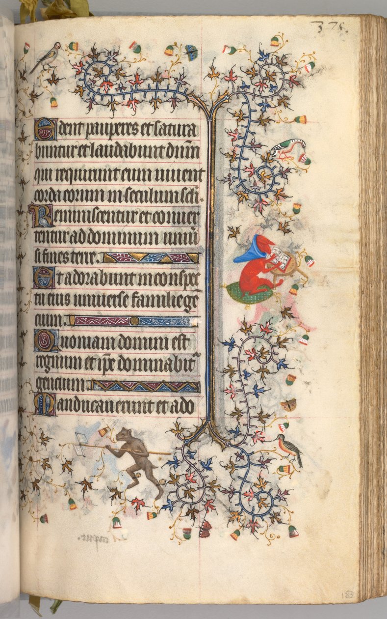 Timer for Karl den adelige, konge av Navarra 1361-1425: fol. 183r, tekst, ca. 1405. av Master of the Brussels Initials and Associates