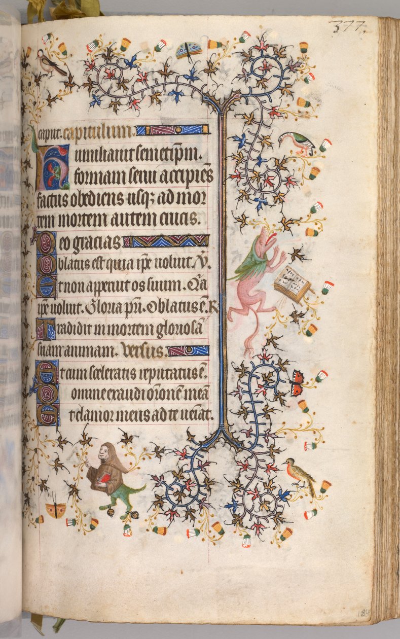 Timer for Karl den adelige, konge av Navarra 1361-1425: fol. 184r, tekst, ca. 1405. av Master of the Brussels Initials and Associates