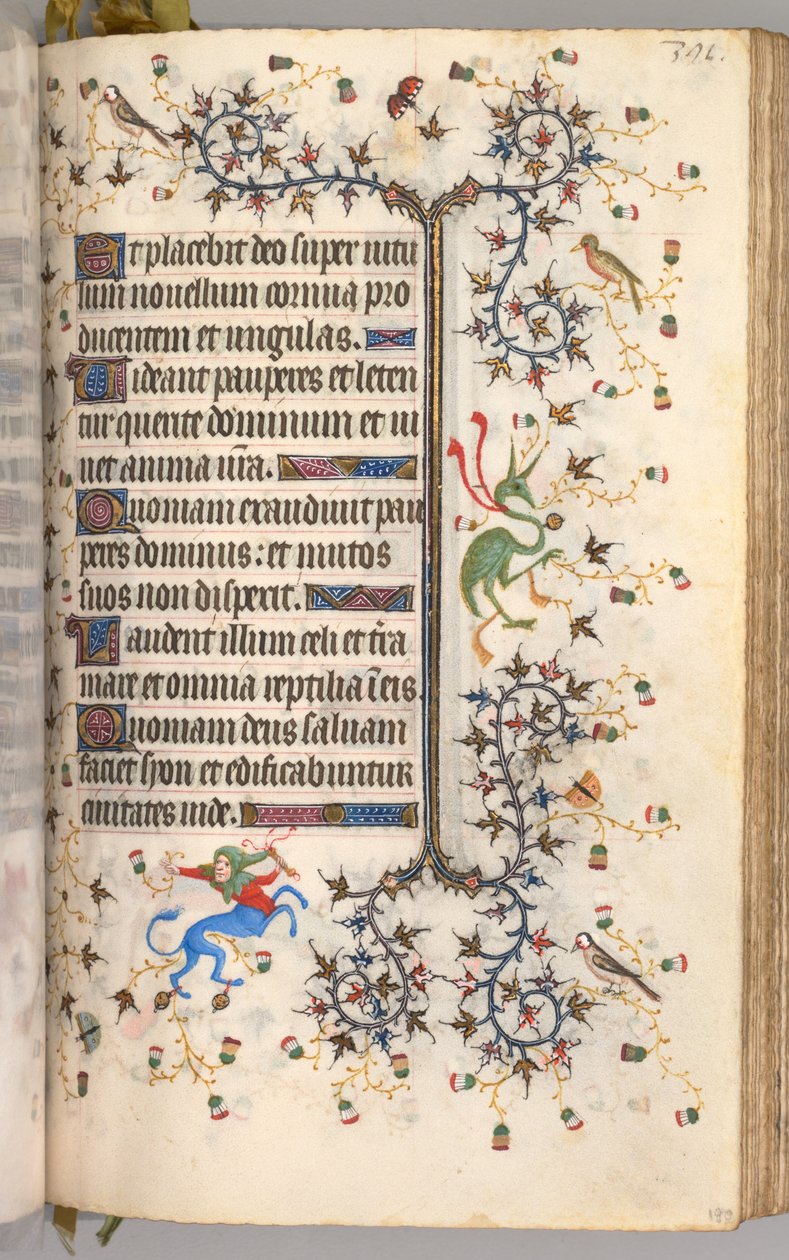 Timer for Karl den adelige, konge av Navarra 1361-1425: fol. 190r, tekst, ca. 1405. av Master of the Brussels Initials and Associates