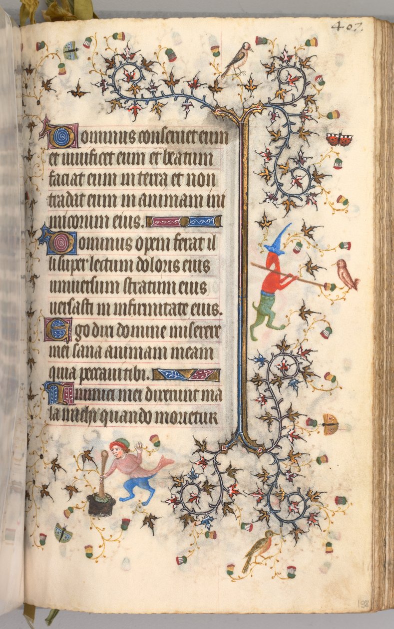 Timer for Karl den adelige, konge av Navarra 1361-1425: fol. 198r, tekst, ca. 1405. av Master of the Brussels Initials and Associates