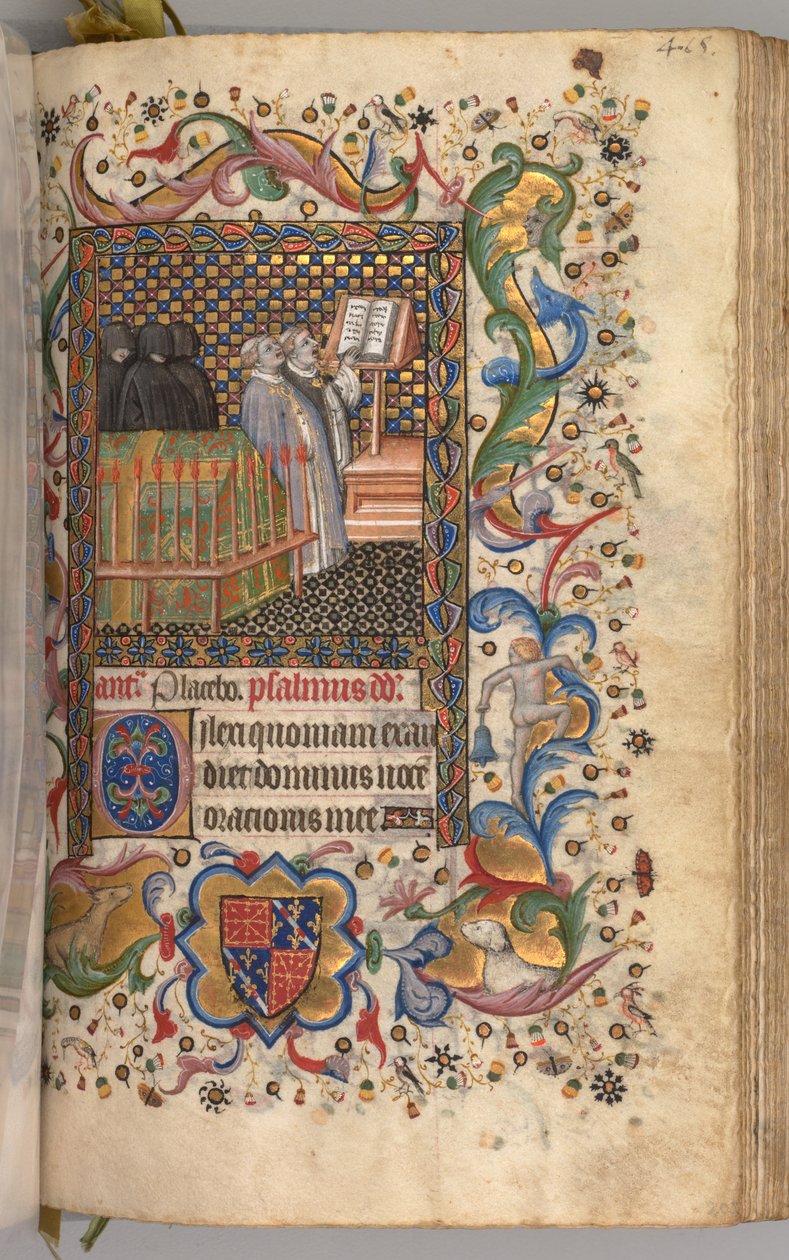 Timer for Karl den adelige, konge av Navarra 1361-1425: fol. 202r, De dødes kontor, ca. 1405. av Master of the Brussels Initials and Associates