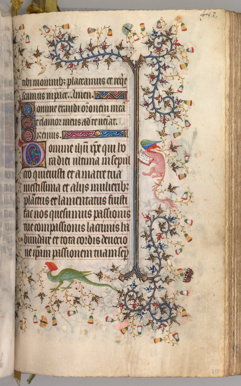 Timer for Karl den adelige, konge av Navarra 1361-1425: fol. 2041r, tekst, ca. 1405. av Master of the Brussels Initials and Associates