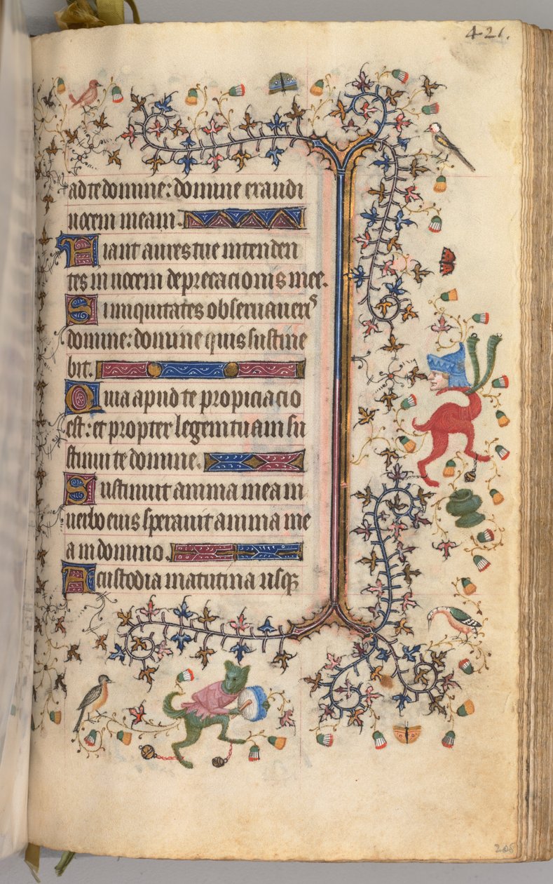 Timer for Karl den adelige, konge av Navarra 1361-1425: fol. 205r, tekst, ca. 1405. av Master of the Brussels Initials and Associates