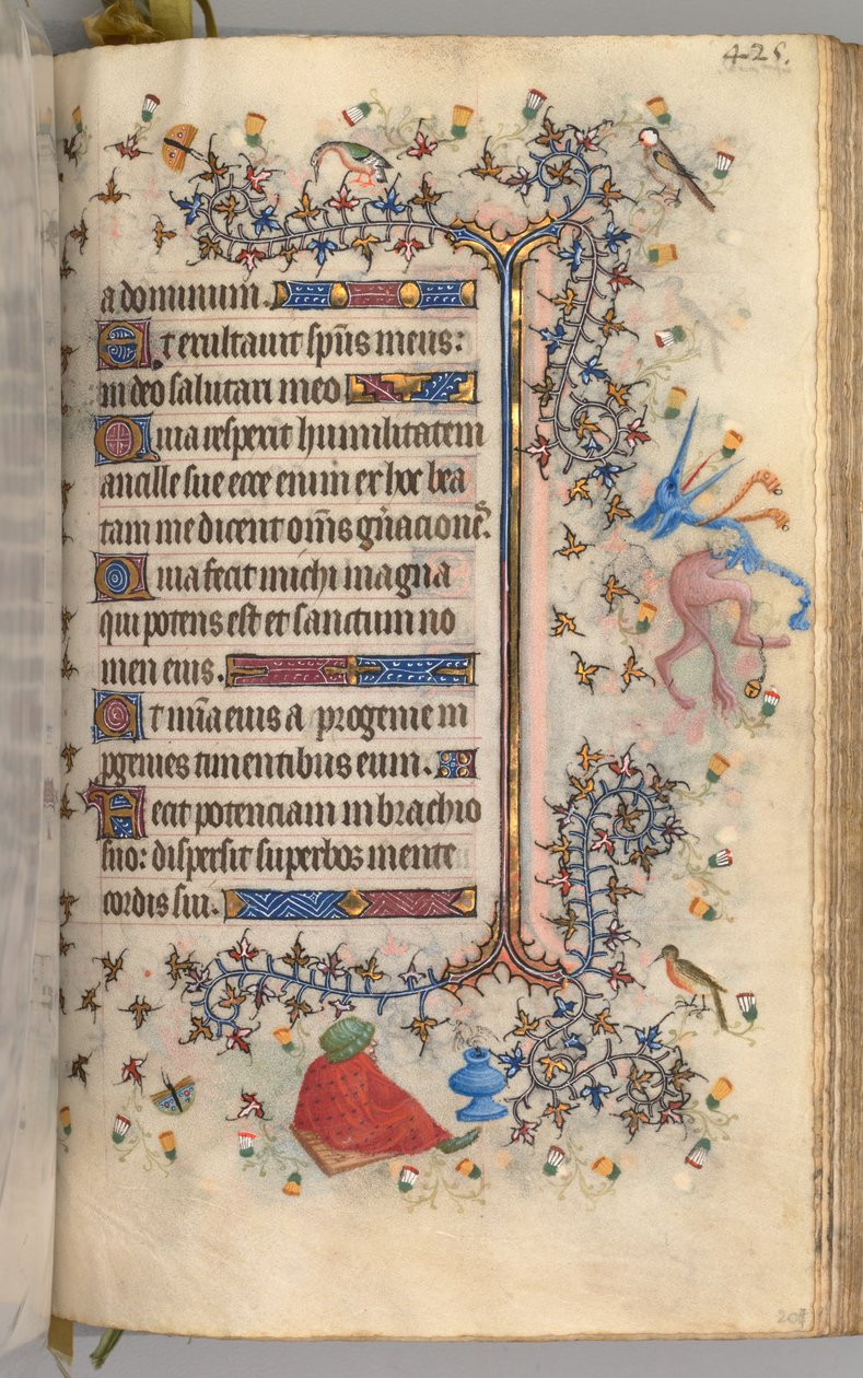 Timer for Karl den adelige, konge av Navarra 1361-1425: fol. 207r, tekst, ca. 1405. av Master of the Brussels Initials and Associates