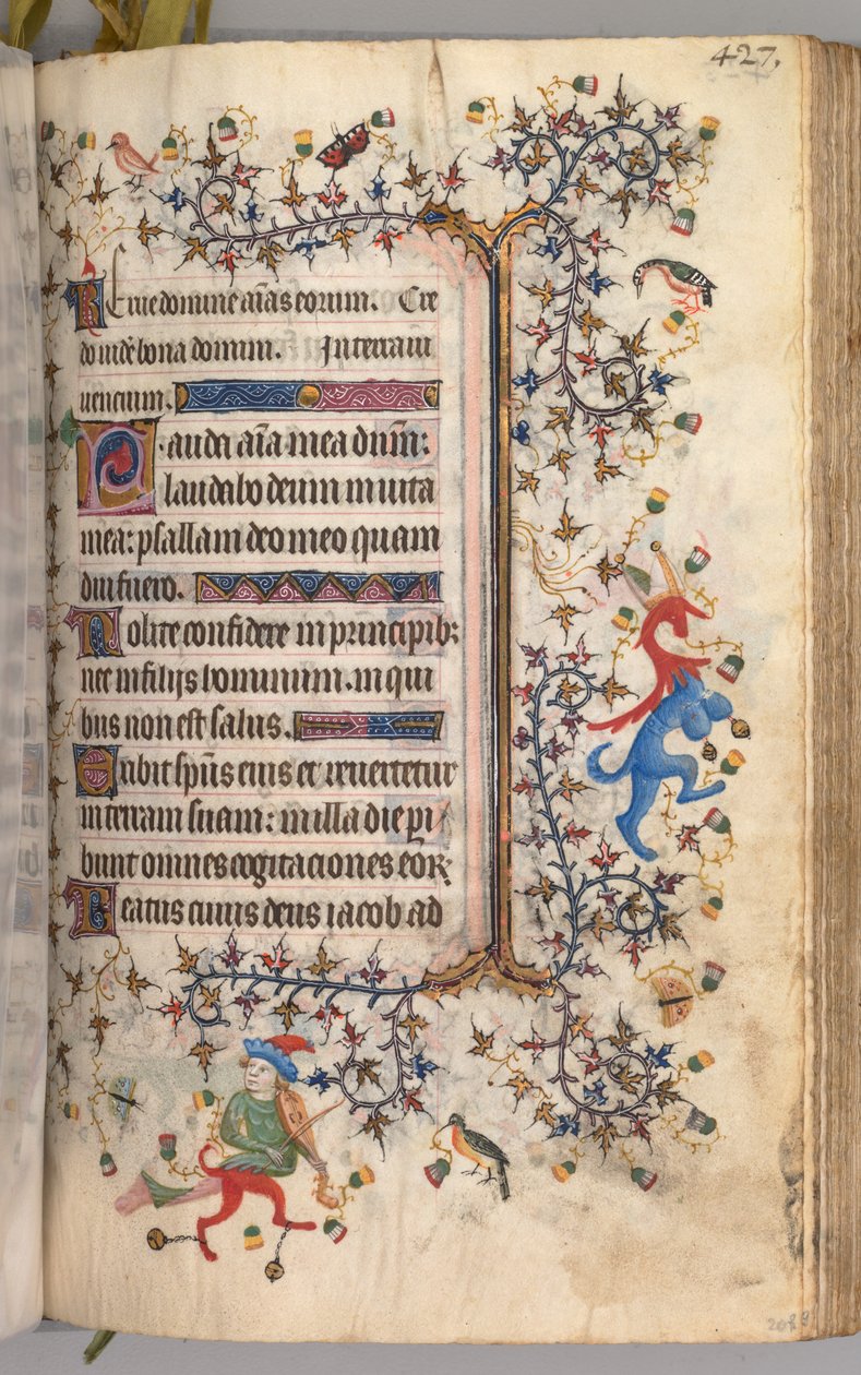 Timer for Karl den adelige, konge av Navarra 1361-1425: fol. 208r, tekst, ca. 1405. av Master of the Brussels Initials and Associates