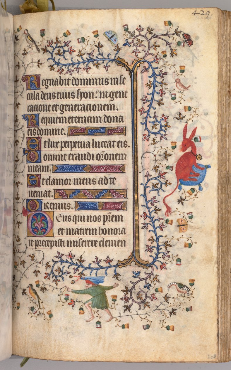 Timer for Karl den adelige, konge av Navarra 1361-1425: fol. 209r, tekst, ca. 1405. av Master of the Brussels Initials and Associates