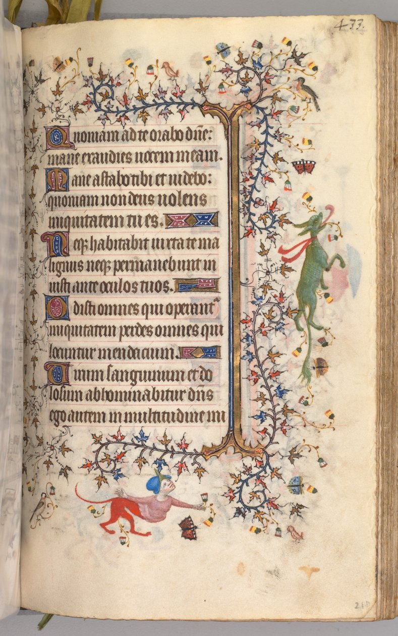 Timer for Karl den adelige, konge av Navarra 1361-1425: fol. 211r, tekst, ca. 1405. av Master of the Brussels Initials and Associates